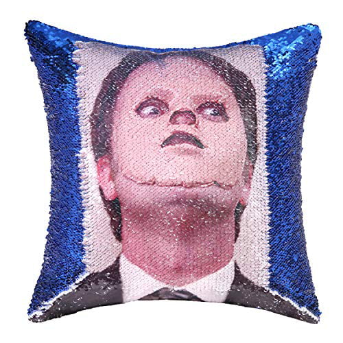 cygnus The Office Merch Dwight Schrute Mask Sequin Pillow Cover Mermaid Magic Reversible Decorative Change Color Pillow Covers 16x16 inch Funny Gag Gifts,Black 